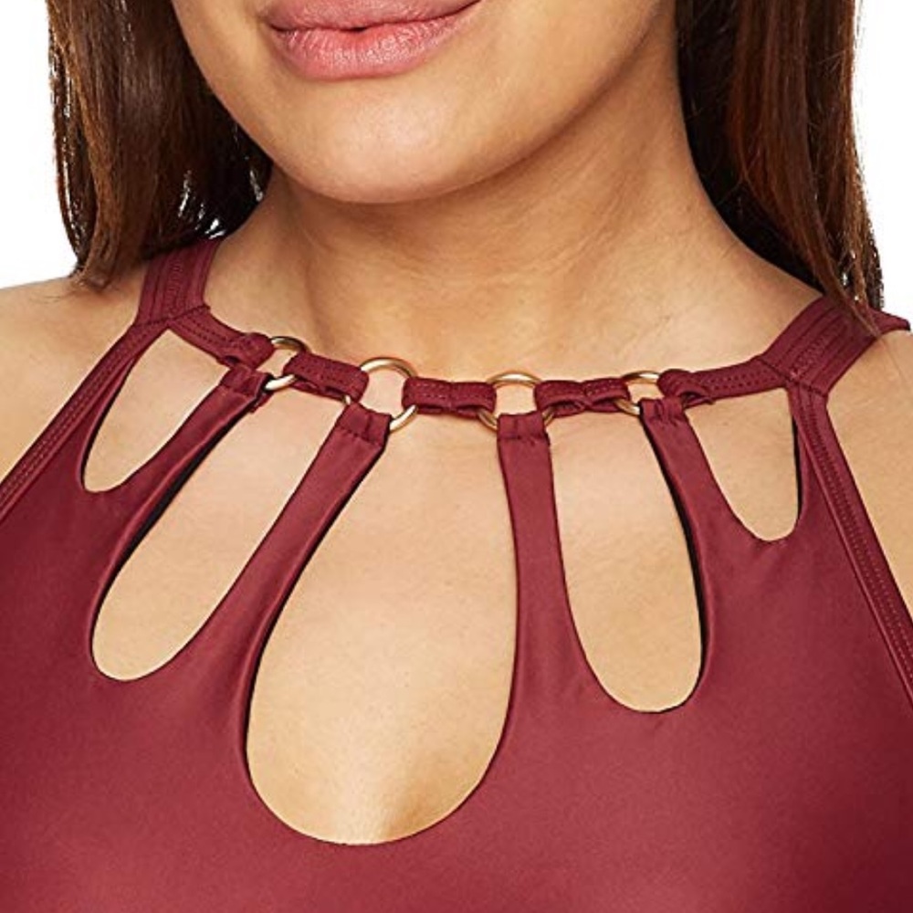 Coastal Blue High-Neck Keyhole Bikini Top 20/22 - Picture 2 of 4